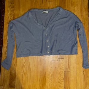 Lavender long sleeve crop top with buttons